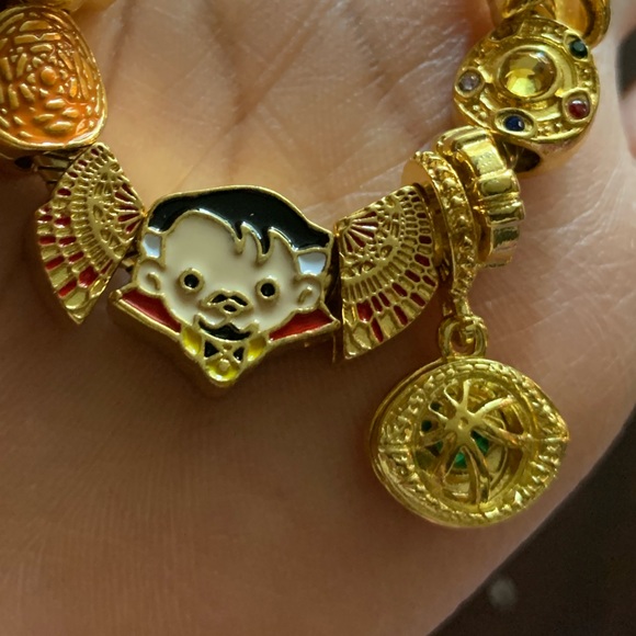 NWOT Retired Pandora Shine Sliding Bracelet Gold w/ 10 New Doctor Strange Charms - Picture 4 of 13